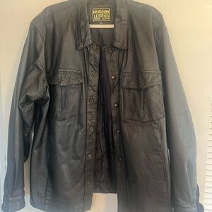 Hudson Leather Men's Black Shirt Jacket